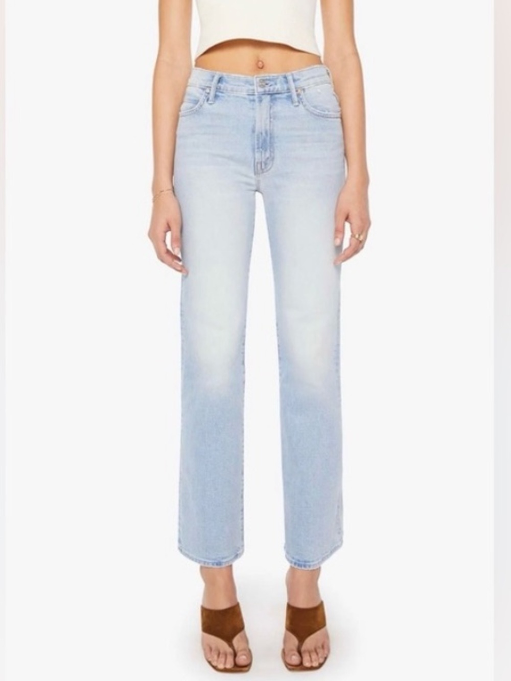 Mother Dazzler Light Wash Straight-Leg Women’s Jeans - Light Blue